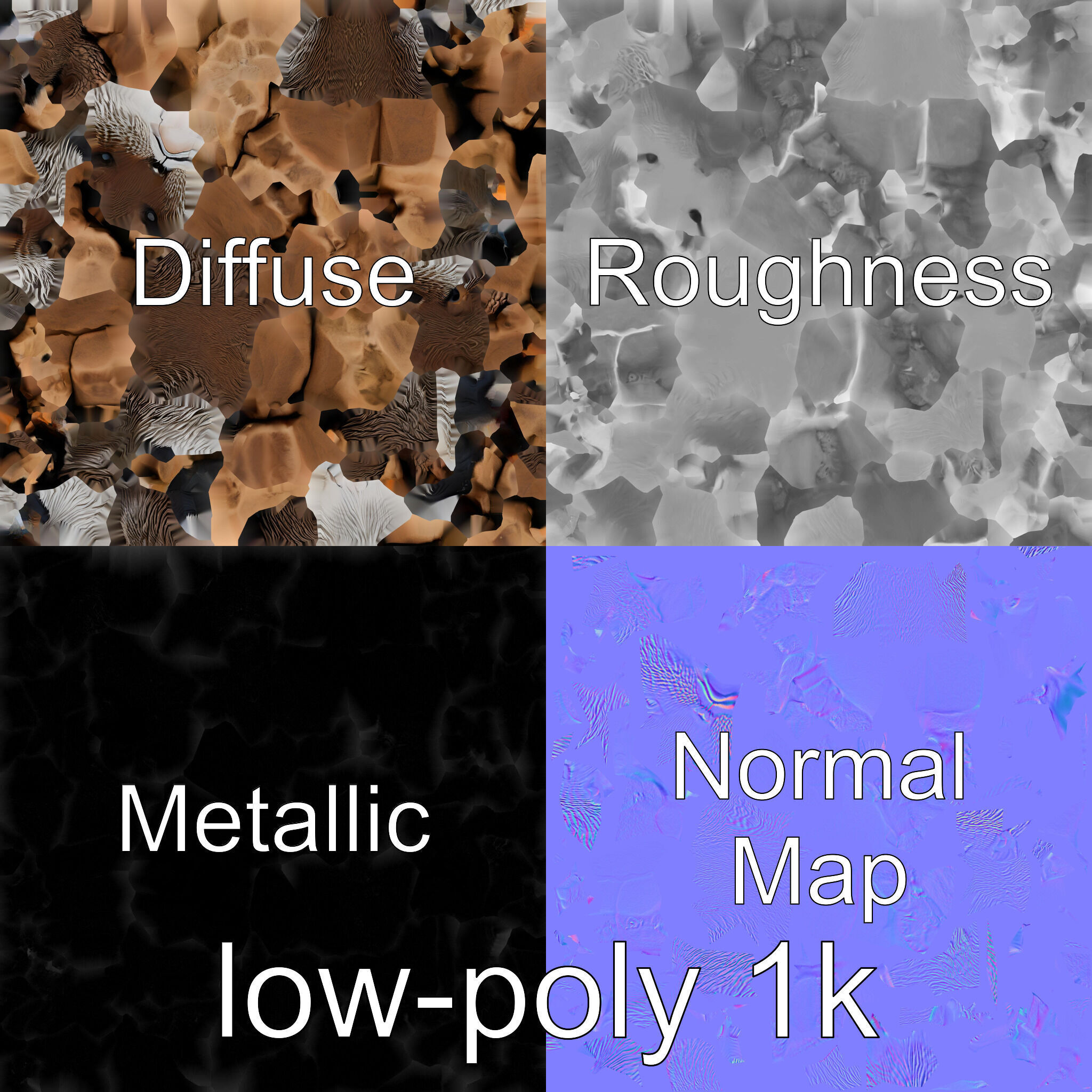 Nutria River Stone Sculpture with Realistic Fur Textures Low-poly 3D model_4