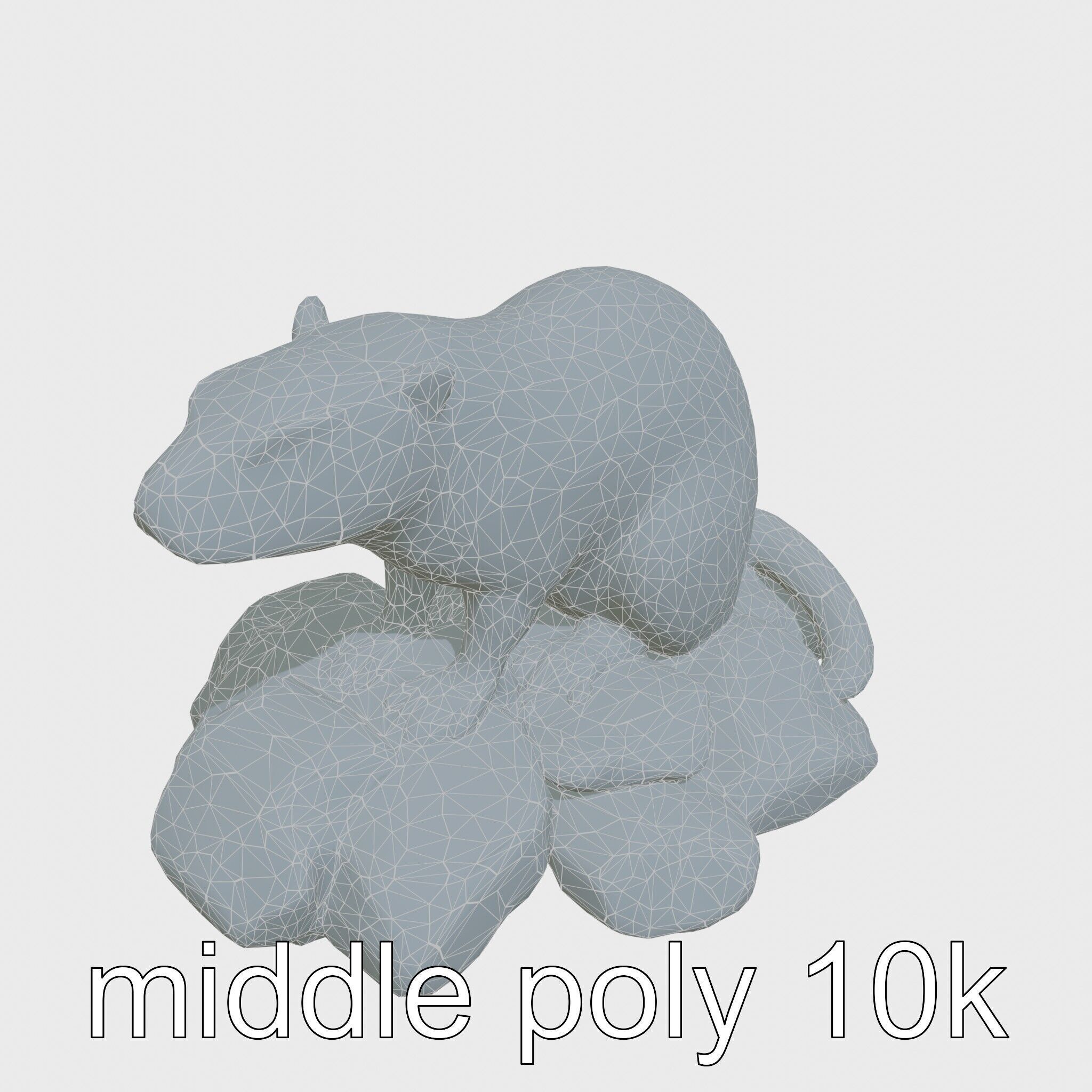 Nutria River Stone Sculpture with Realistic Fur Textures Low-poly 3D model_22