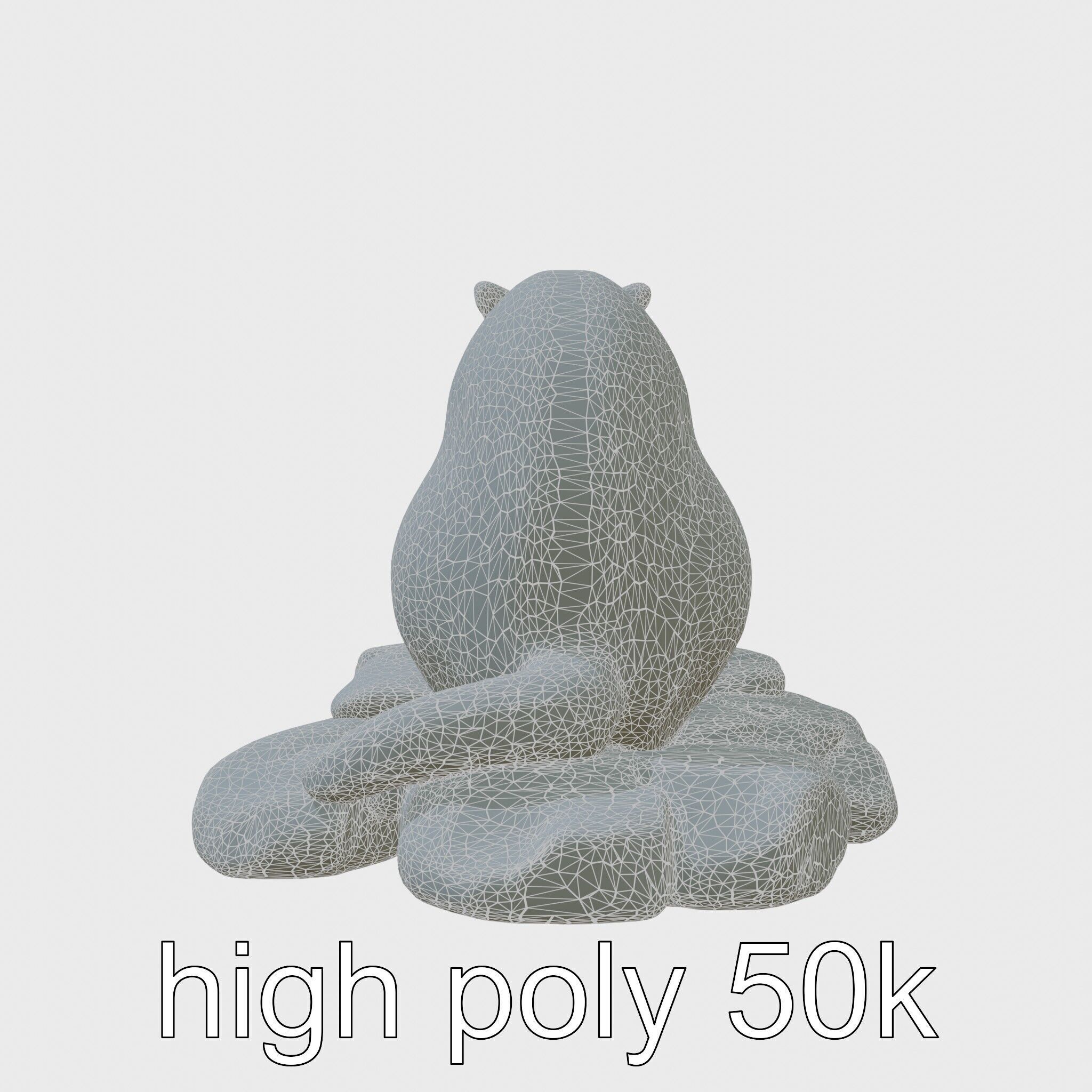 Nutria River Stone Sculpture with Realistic Fur Textures Low-poly 3D model_8