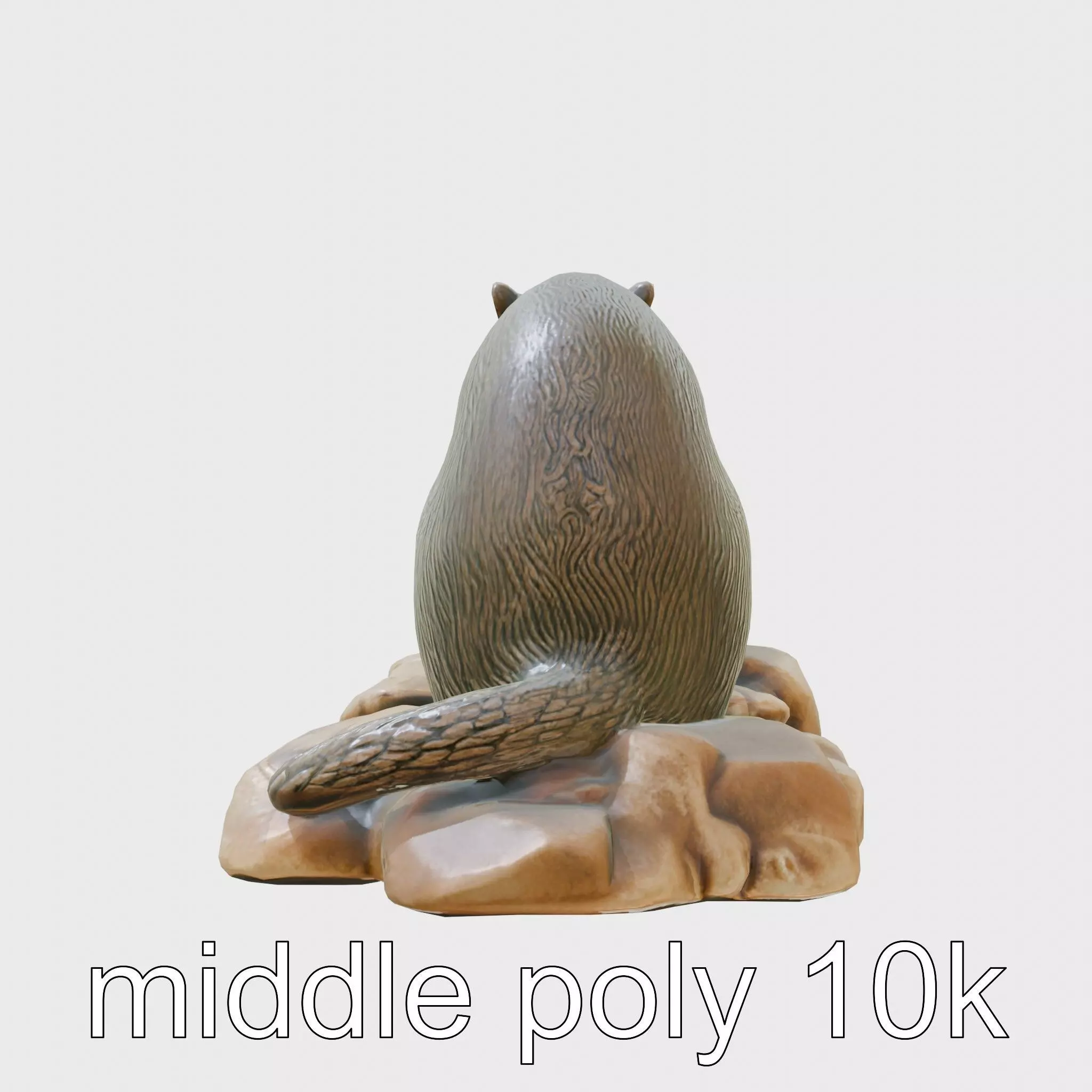 Nutria River Stone Sculpture with Realistic Fur Textures Low-poly 3D model_0