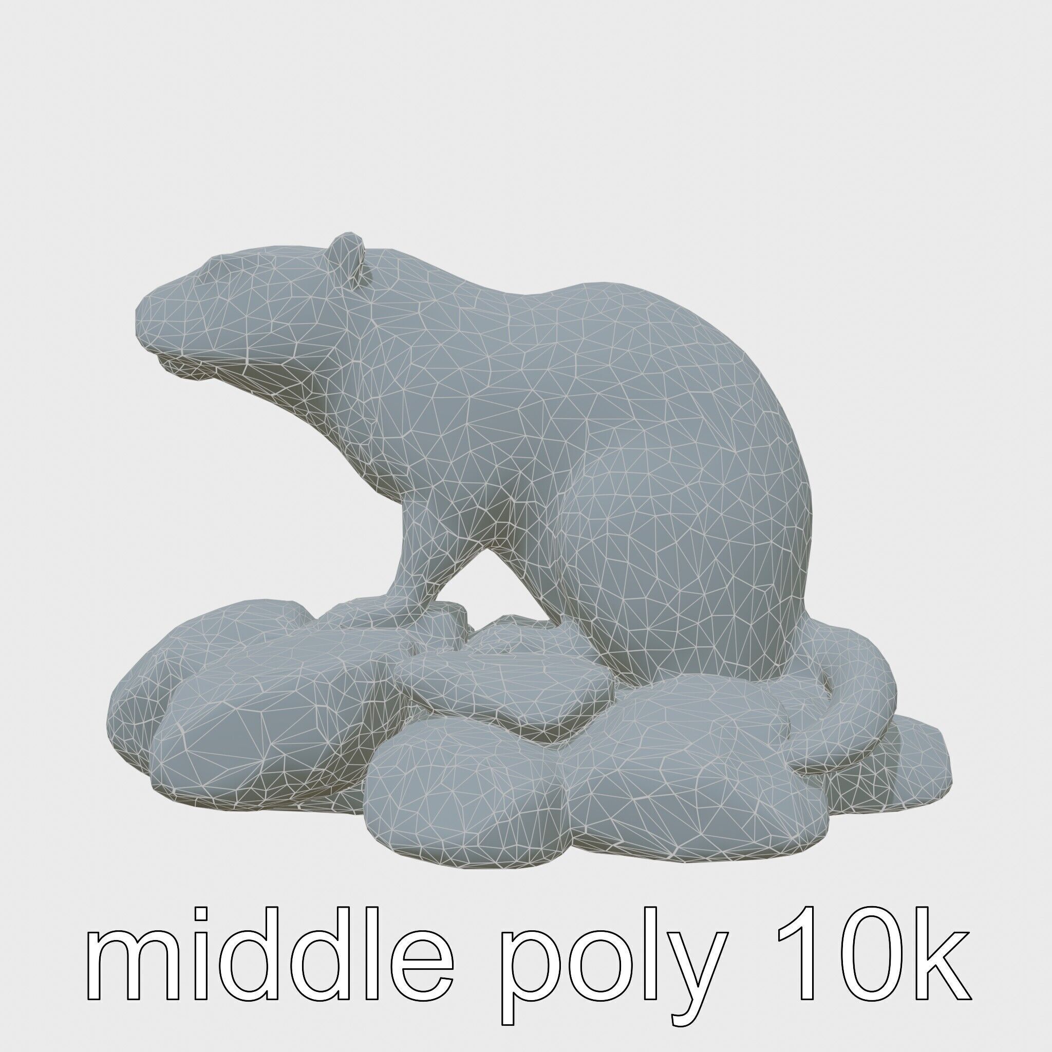 Nutria River Stone Sculpture with Realistic Fur Textures Low-poly 3D model_21