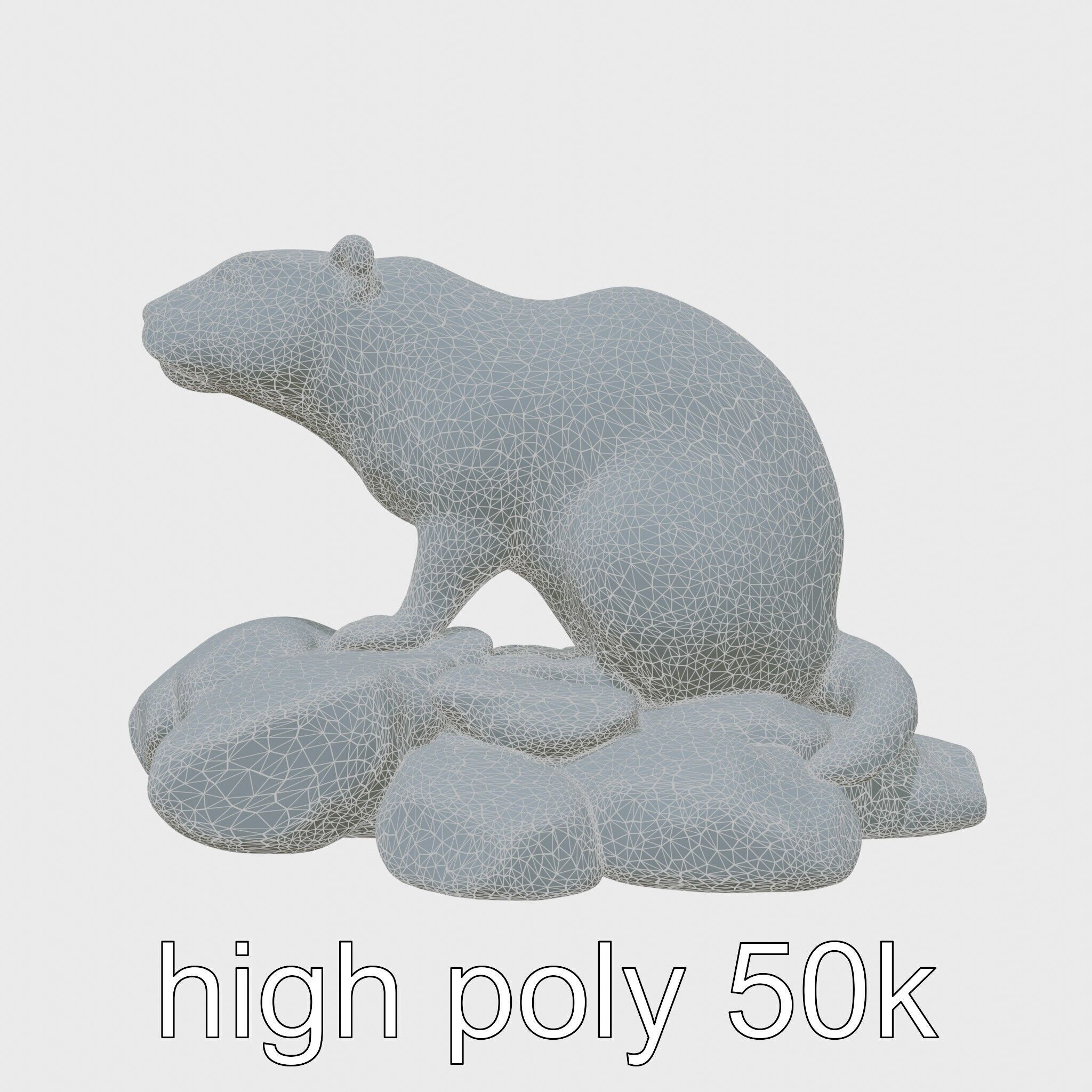 Nutria River Stone Sculpture with Realistic Fur Textures Low-poly 3D model_28