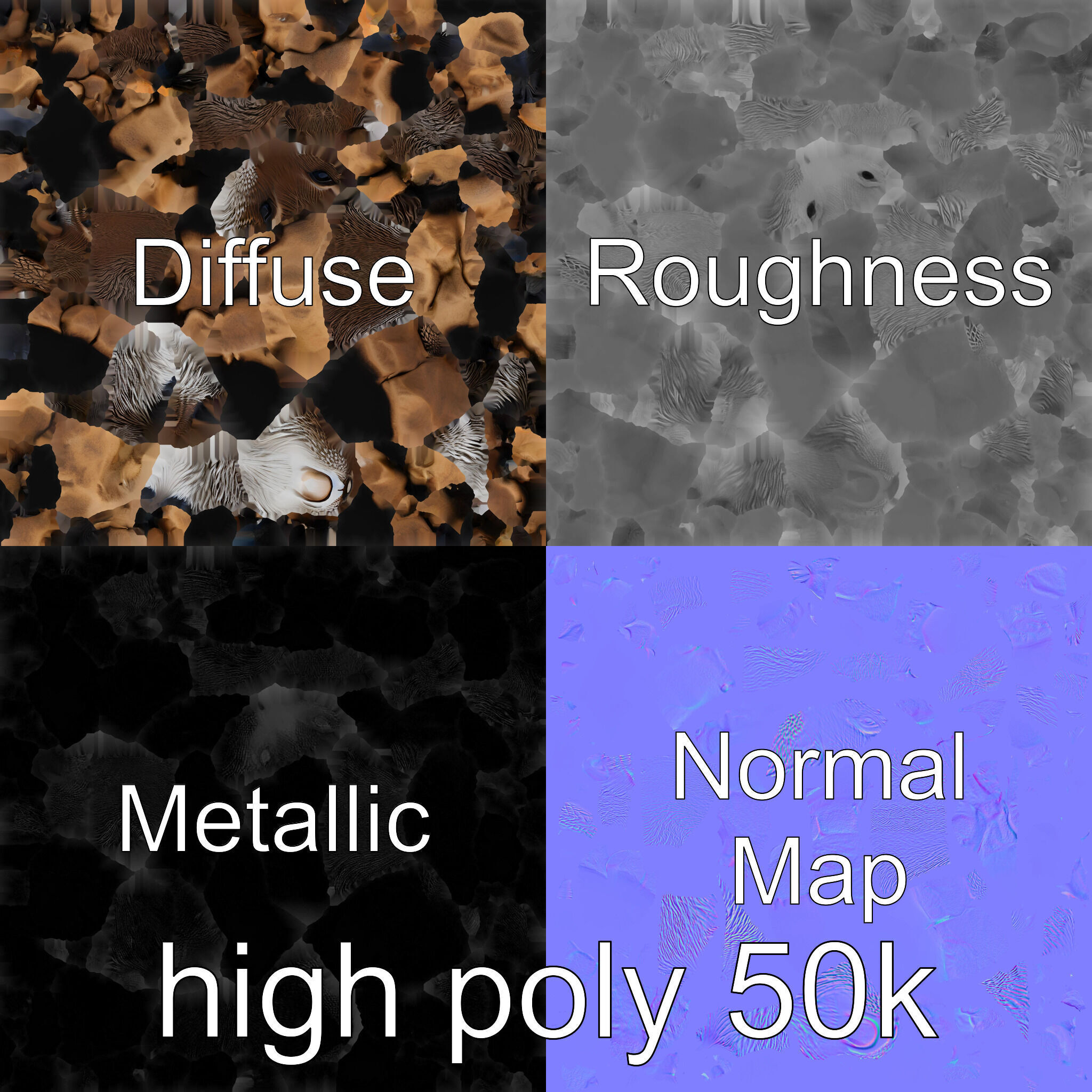 Nutria River Stone Sculpture with Realistic Fur Textures Low-poly 3D model_27