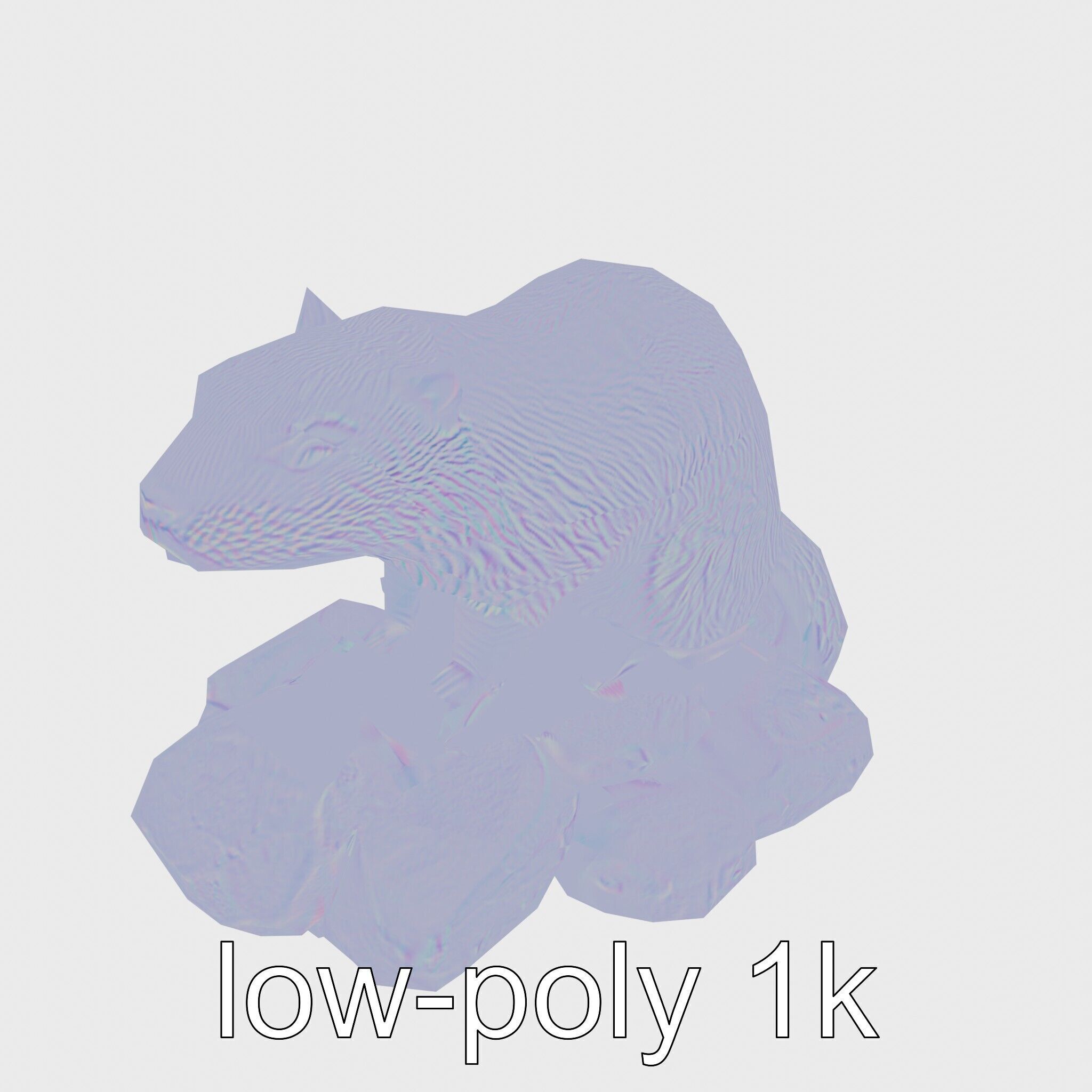 Nutria River Stone Sculpture with Realistic Fur Textures Low-poly 3D model_24