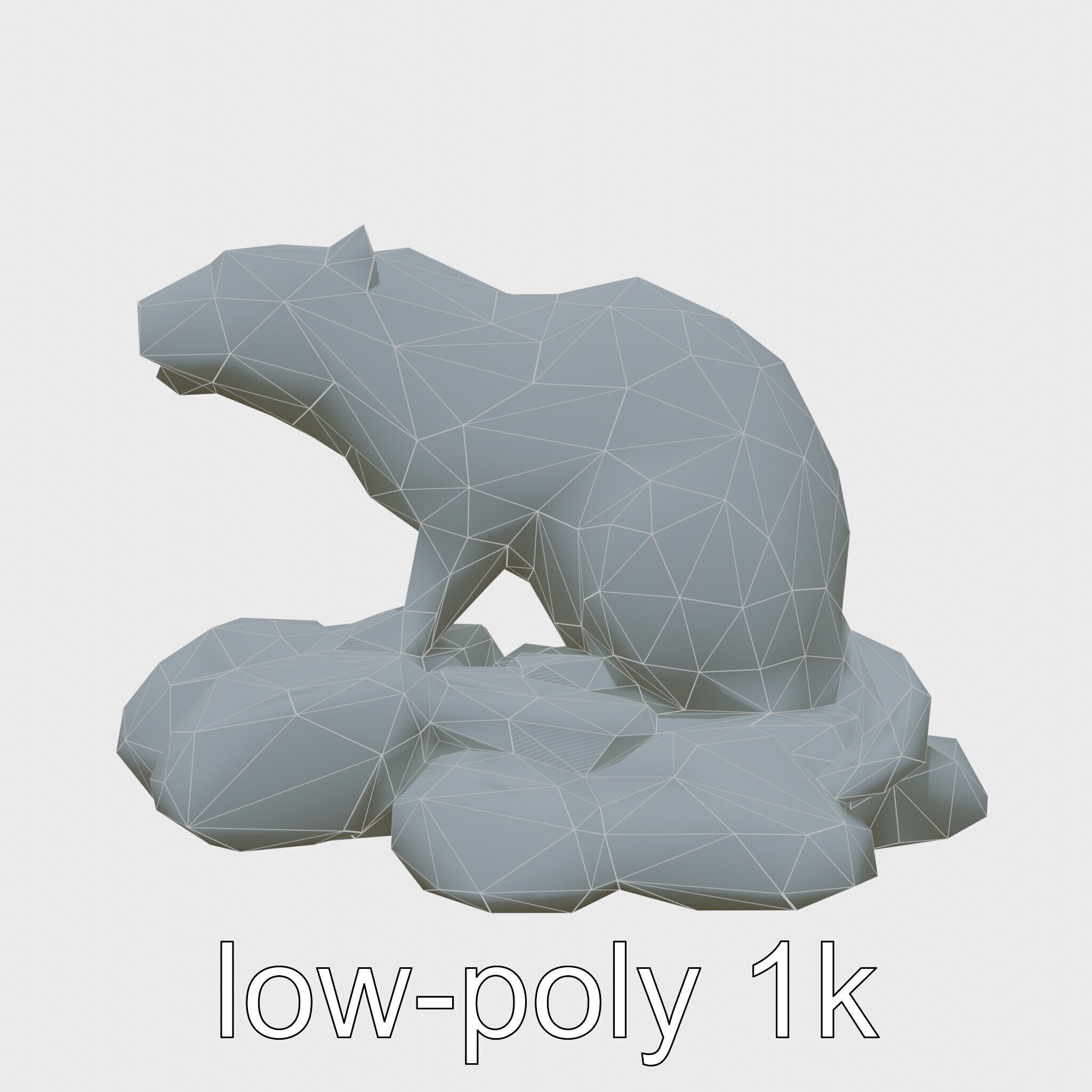 Nutria River Stone Sculpture with Realistic Fur Textures Low-poly 3D model_13