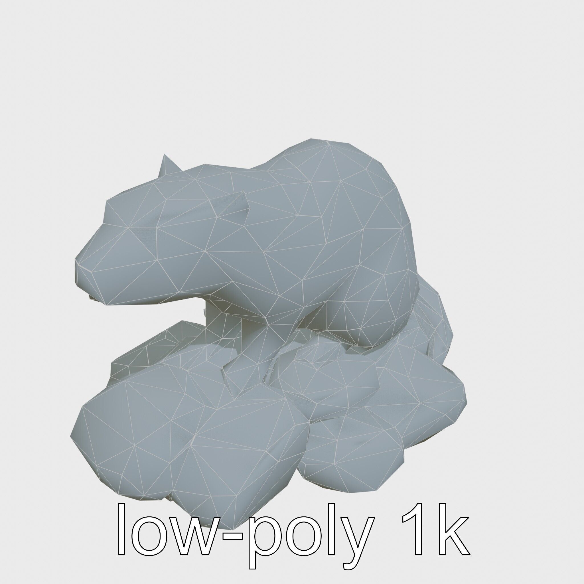 Nutria River Stone Sculpture with Realistic Fur Textures Low-poly 3D model_32