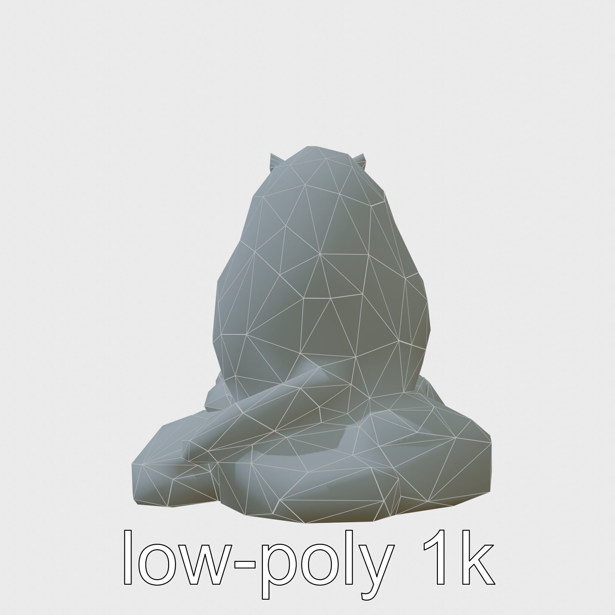 Nutria River Stone Sculpture with Realistic Fur Textures Low-poly 3D model_17