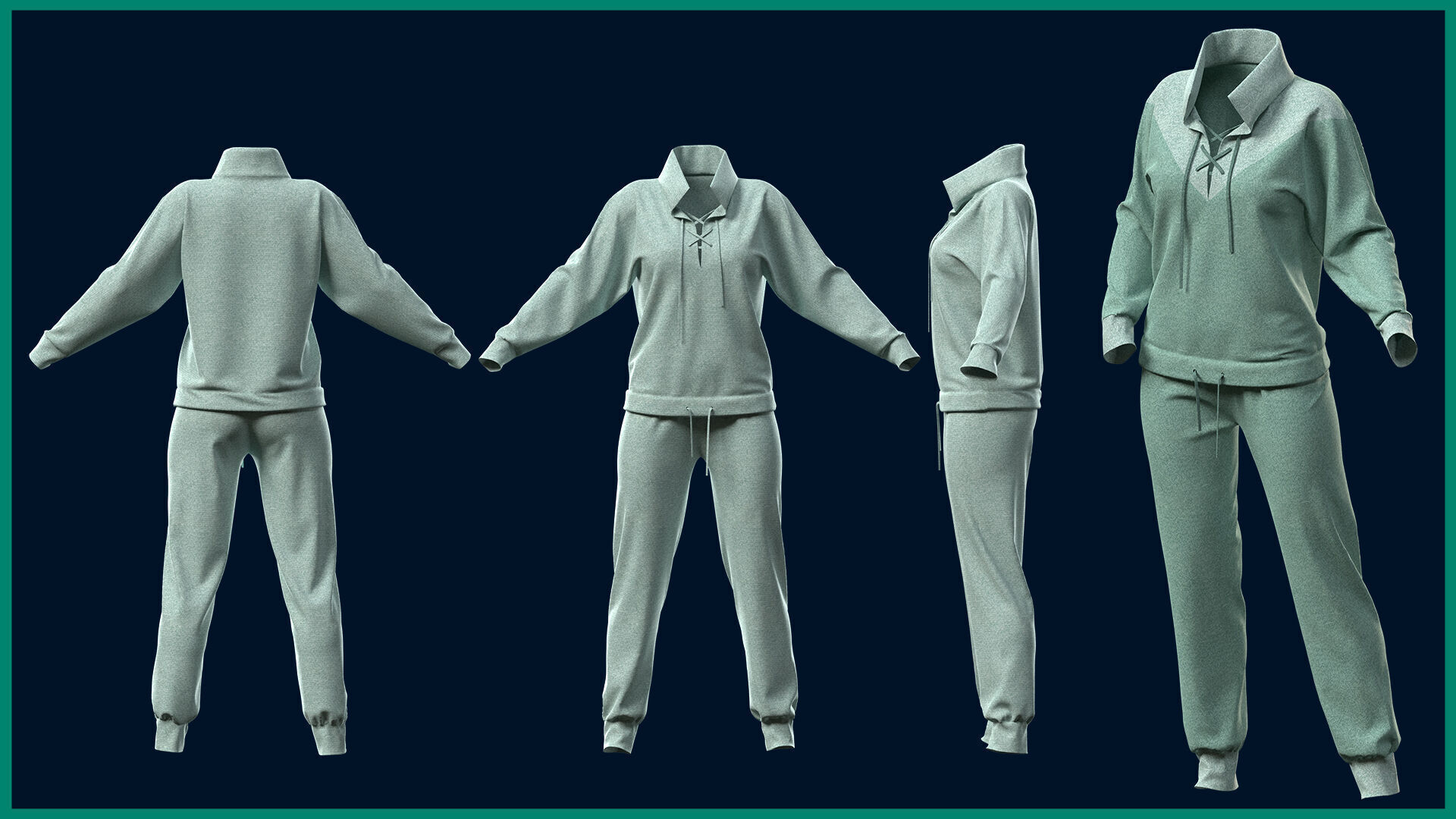 7 female sport clothes 3D model_1