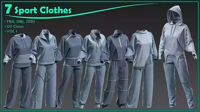 7 female sport clothes 3D model 7 female sport clothes 3D model
