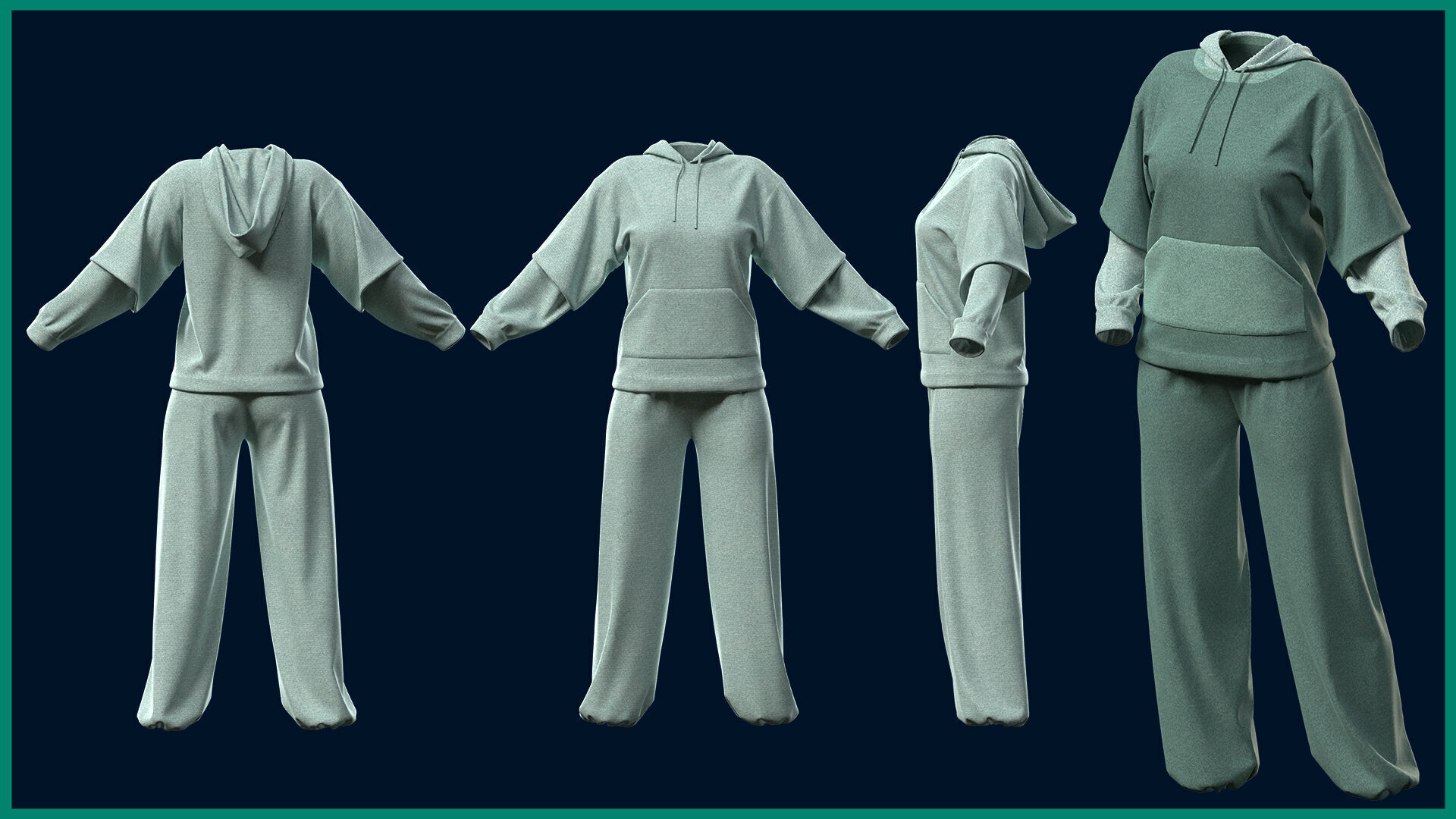 7 female sport clothes 3D model_3