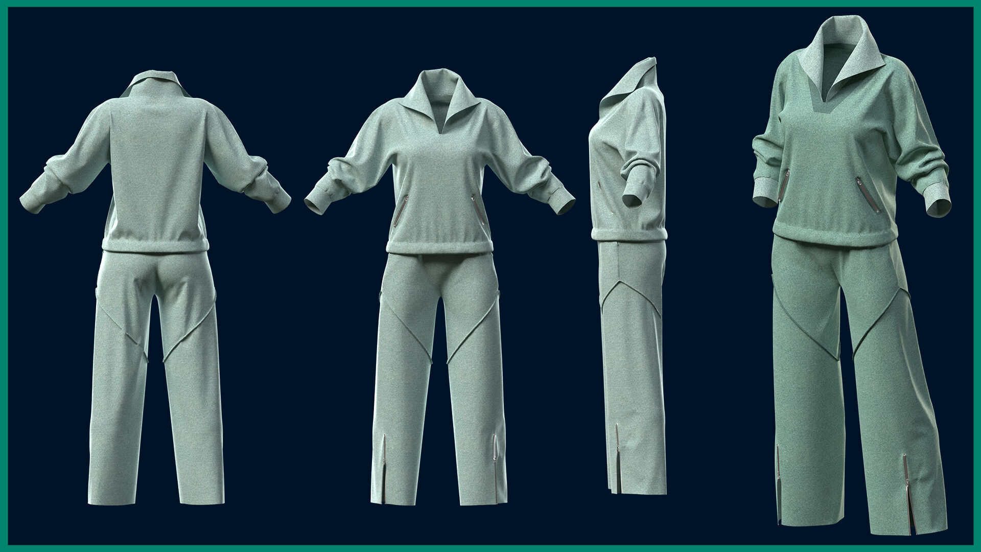 7 female sport clothes 3D model_2