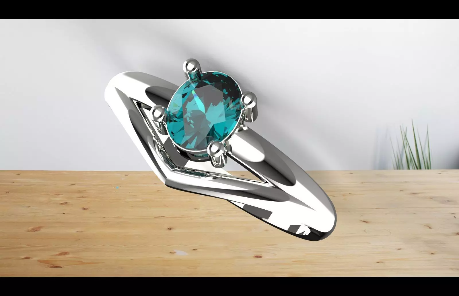 teal sapphire madagascar blue ring 3D print model