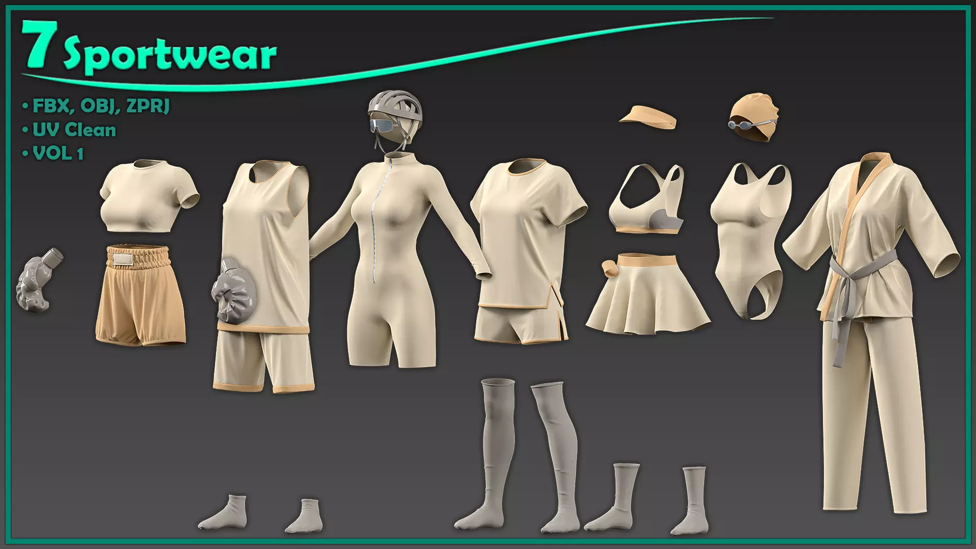 7 female sportwear 3D model_0