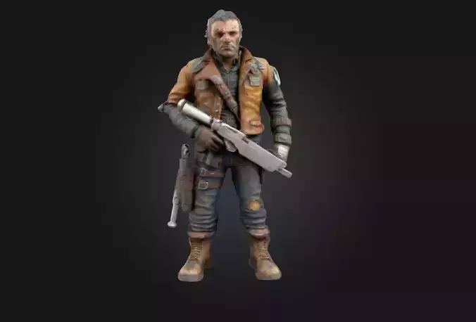 Post-Apocalyptic Bounty Hunter  Highly Detailed 3D Printable