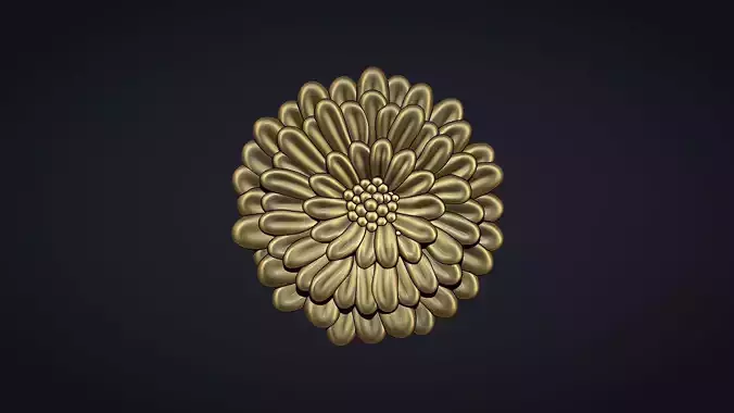 Zinnia Flower Bas Relief
