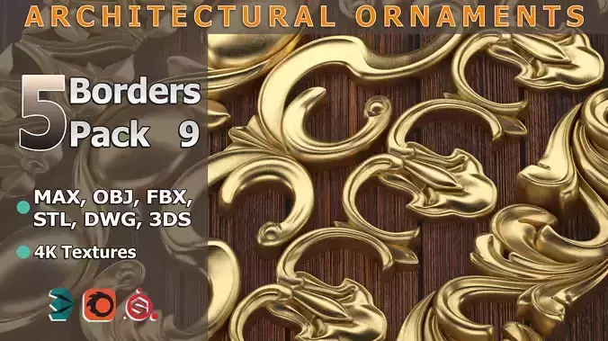 5 Borders Ornamental Pack 9 3D model