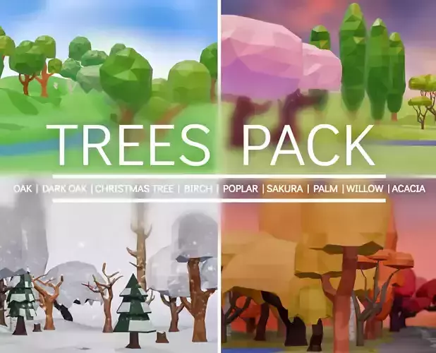 Ultimate Minimalism Tree Pack Low-poly 3D model