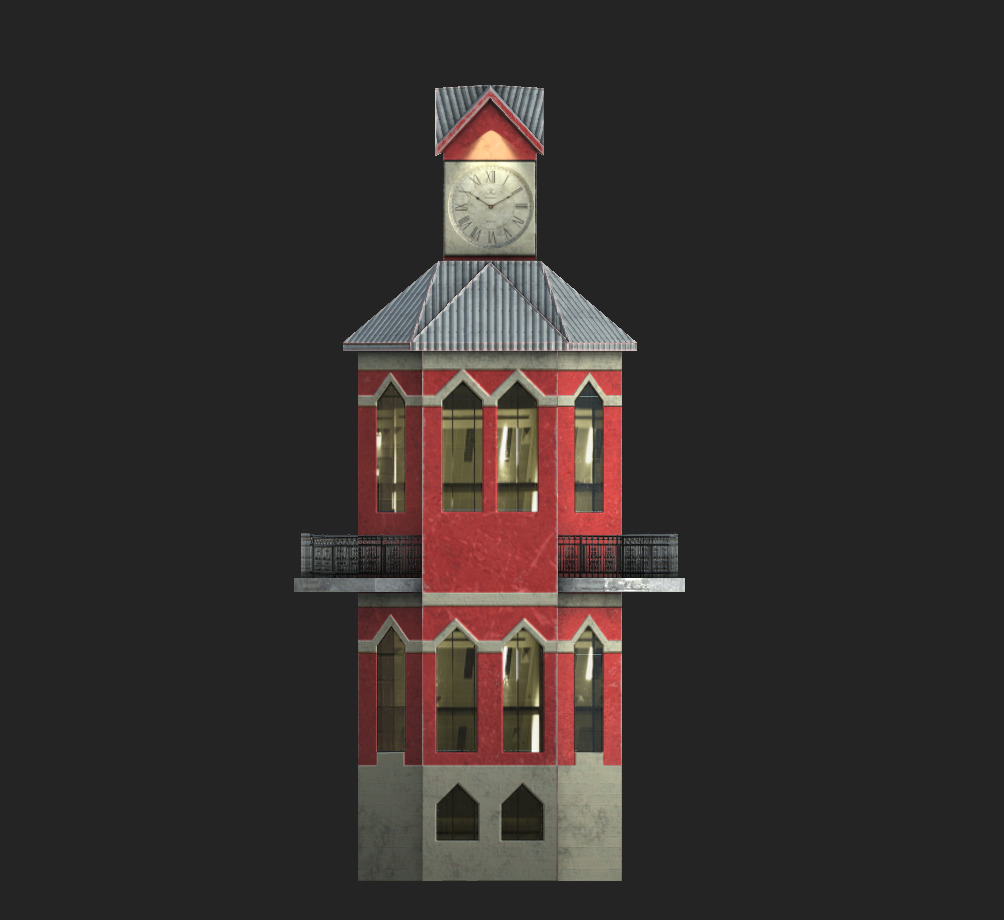 The Clock Tower Low-poly 3D model_5