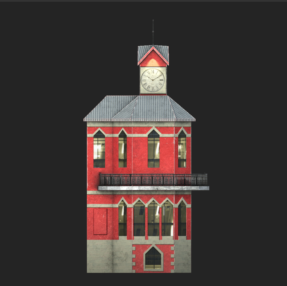 The Clock Tower Low-poly 3D model_6