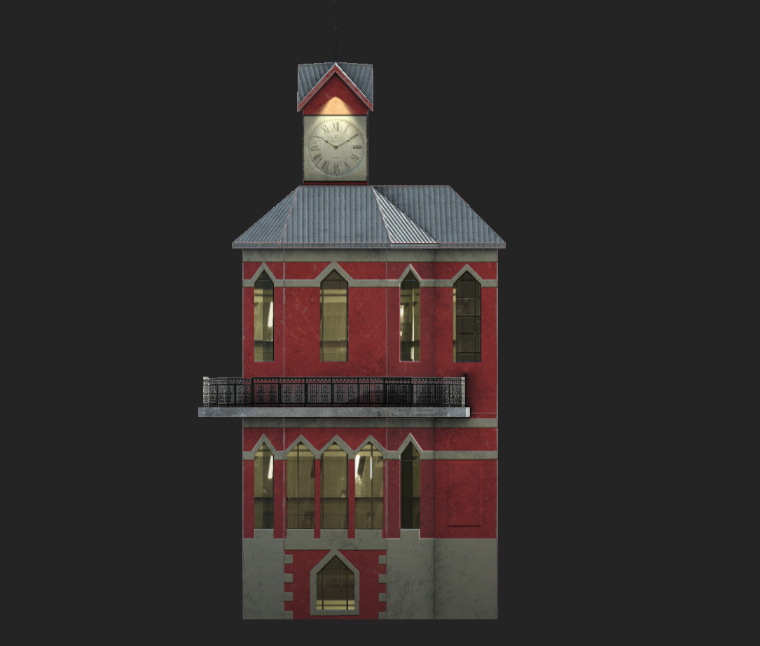 The Clock Tower Low-poly 3D model_4