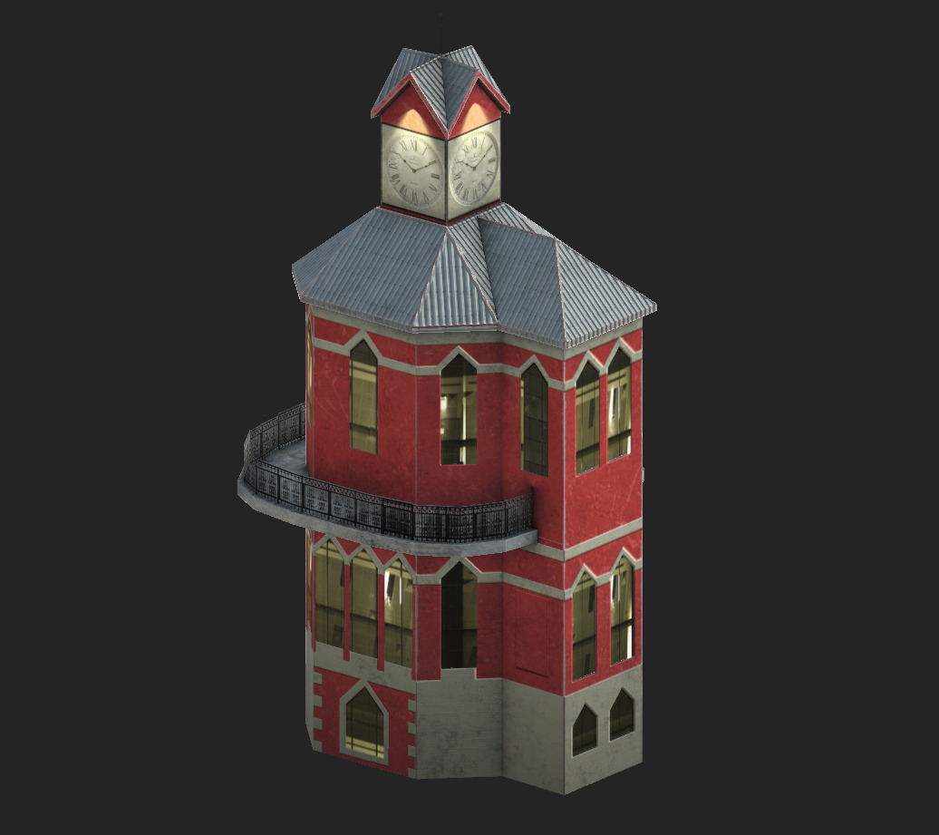 The Clock Tower Low-poly 3D model_3