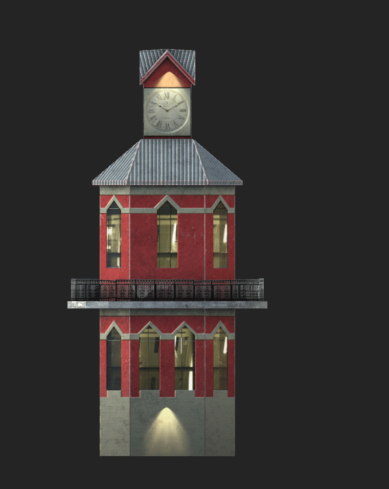 The Clock Tower Low-poly 3D model_7