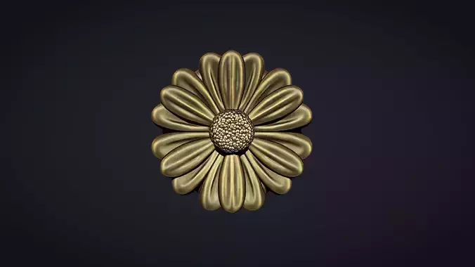 Feverfew  Flower Bas Relief 3D print model