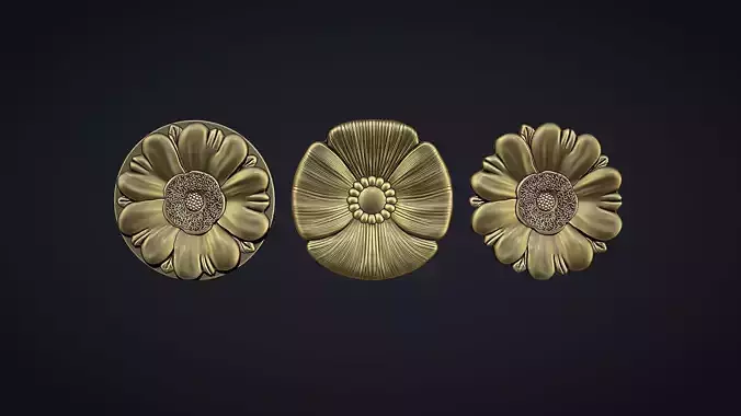 Poppy Flower Bas Relief 3D print model