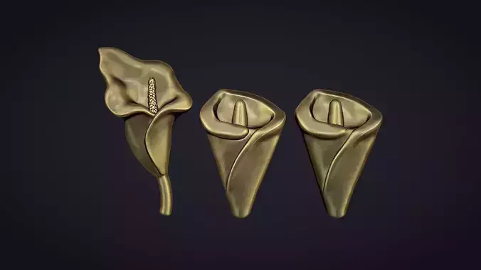 Arum Calla Lily Flower Bas Relief 3D print model