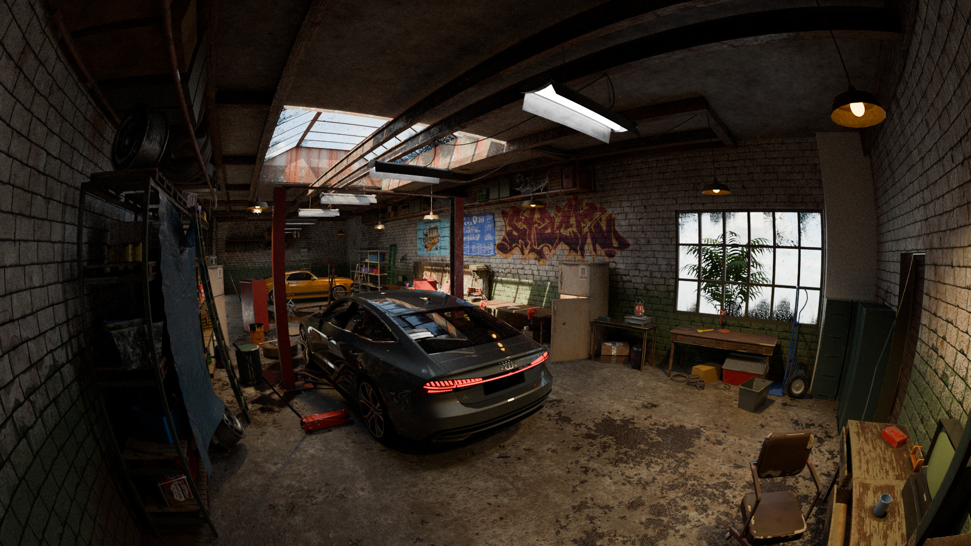 Auto Garage Repair Workshop Model  Low-poly 3D model_9