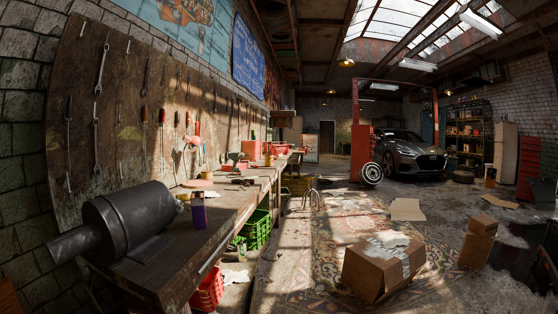 Auto Garage Repair Workshop Model  Low-poly 3D model_5