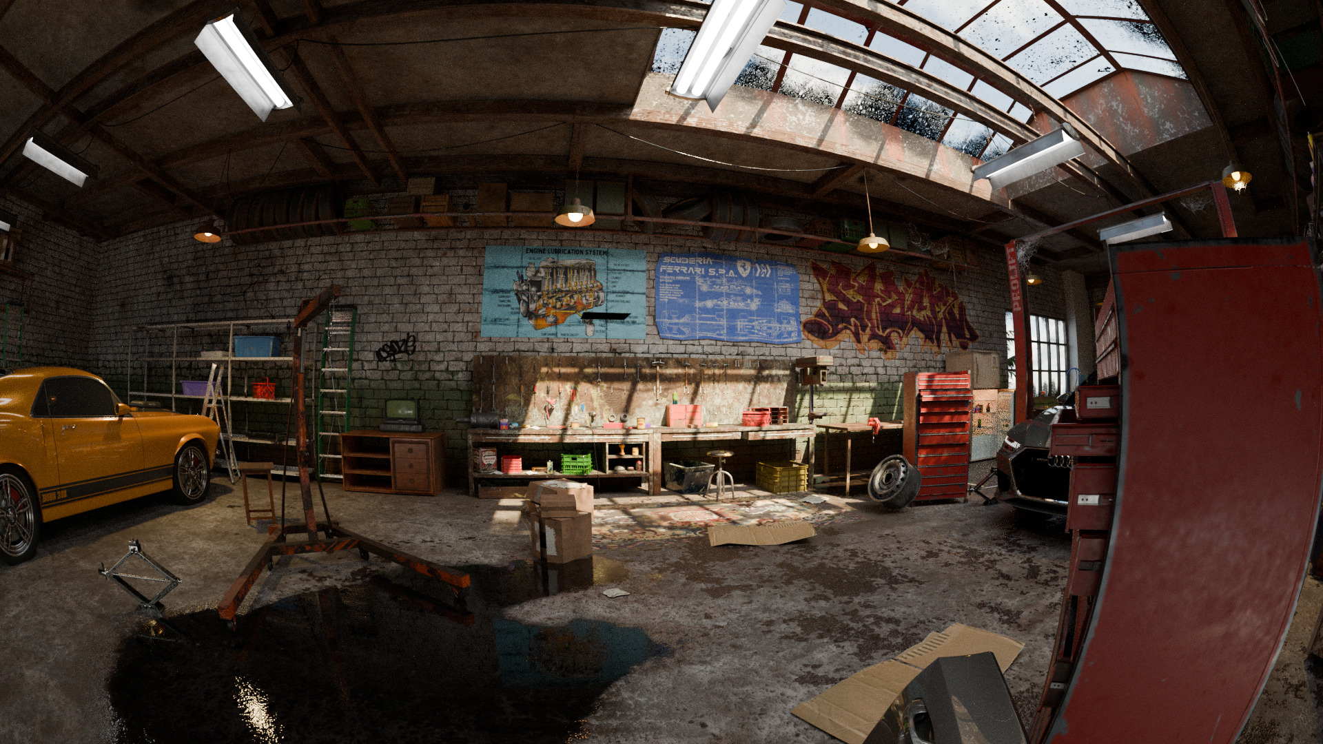 Auto Garage Repair Workshop Model  Low-poly 3D model_4