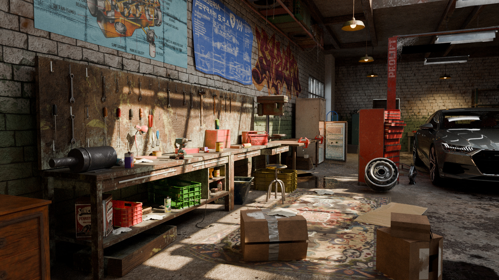 Auto Garage Repair Workshop Model  Low-poly 3D model_3