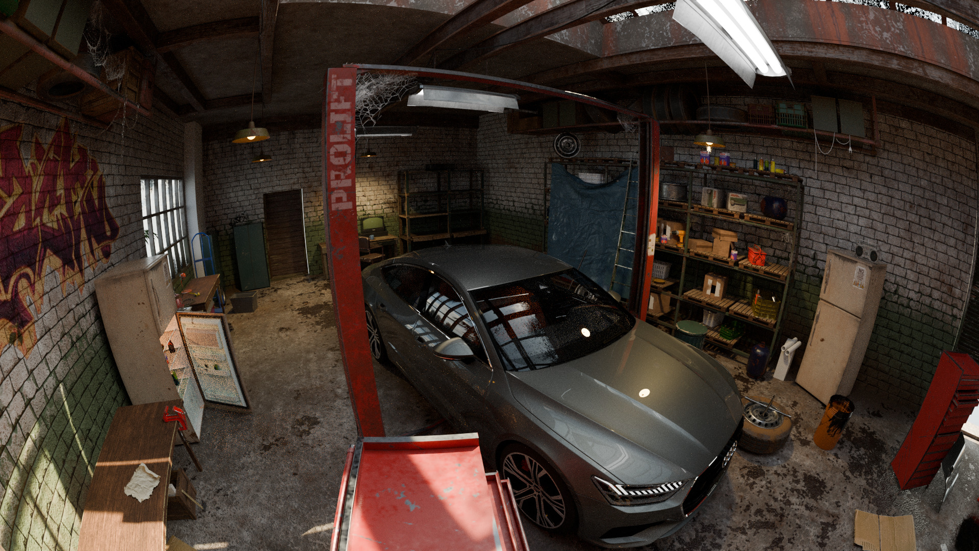 Auto Garage Repair Workshop Model  Low-poly 3D model_8