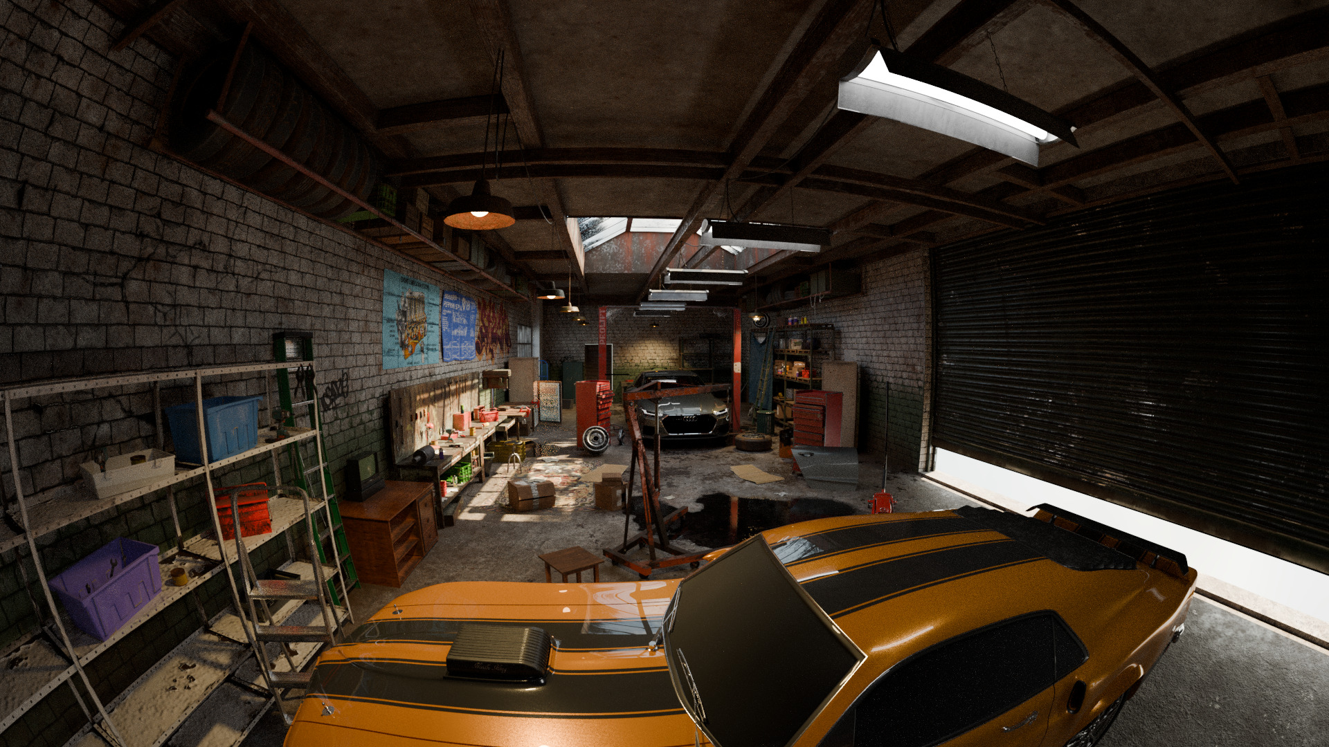 Auto Garage Repair Workshop Model  Low-poly 3D model_10