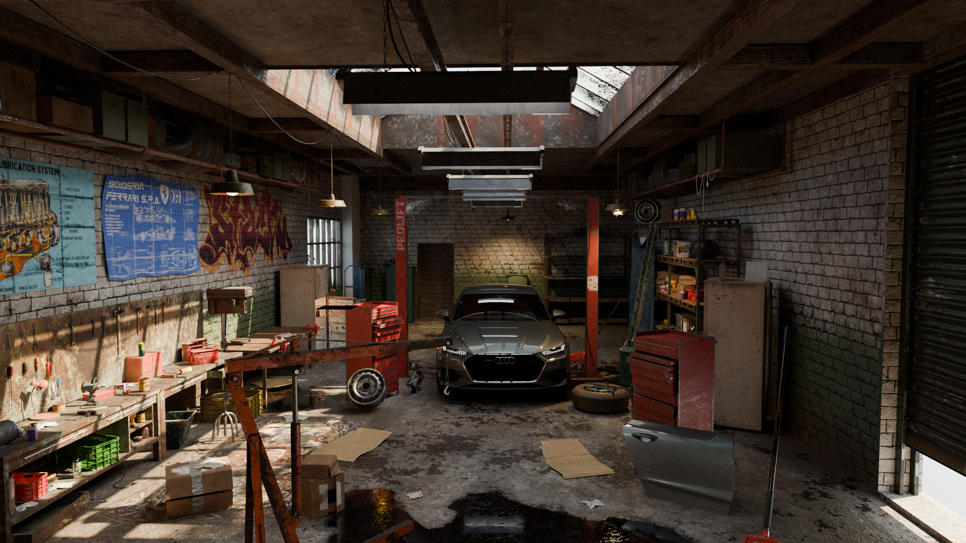 Auto Garage Repair Workshop Model  Low-poly 3D model_2