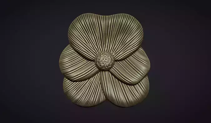 Pansy flower bas relief 3D print model