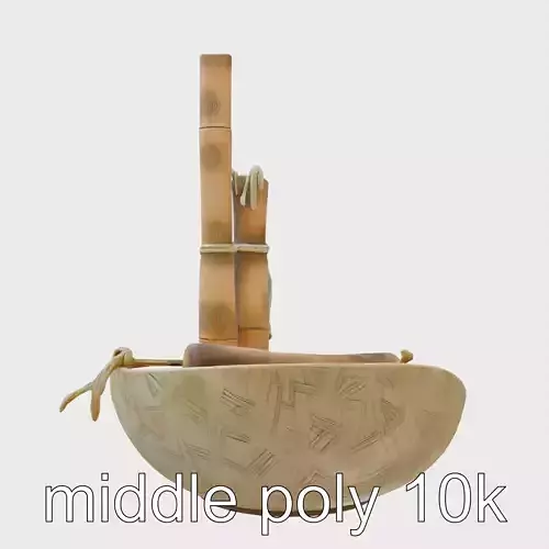 Zen Bamboo Fountain Sculpture Serenity Low-poly 3D model