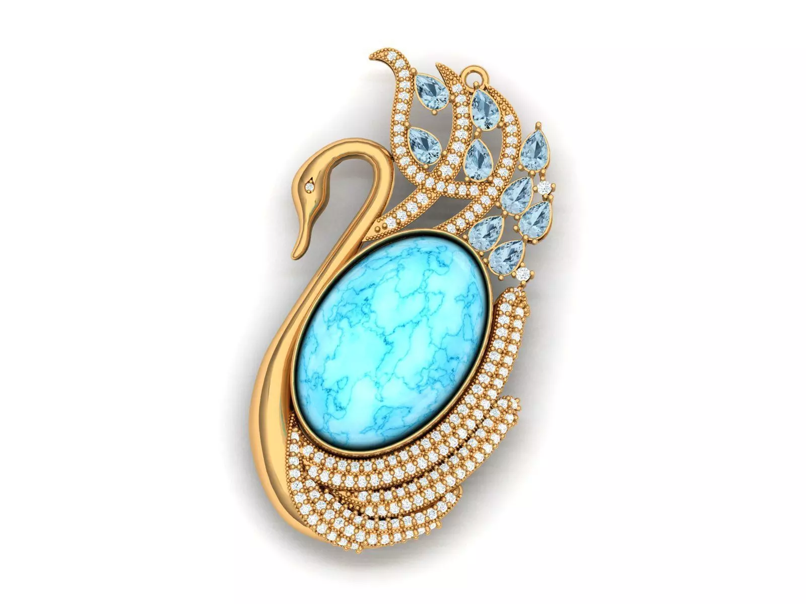 Swan pendant or necklace 3D print model_0