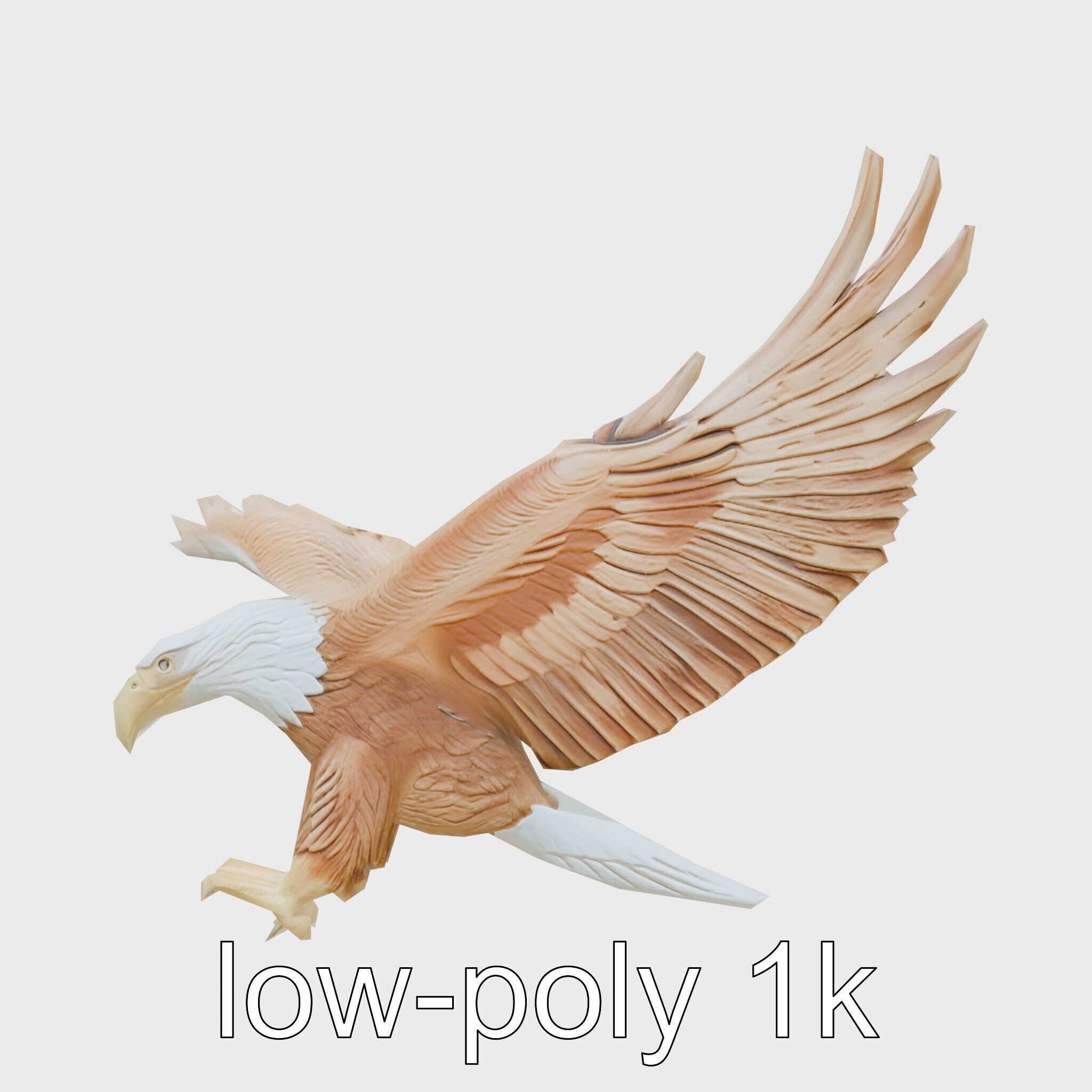 Majestic Eagle in Flight Statue Symbolizing Freedom and Majesty Low-poly 3D model_7