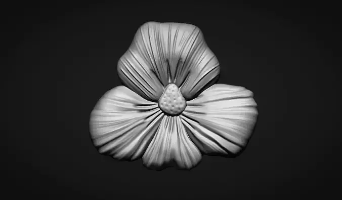 Viola Pansy Flower Bas Relief 3D print model