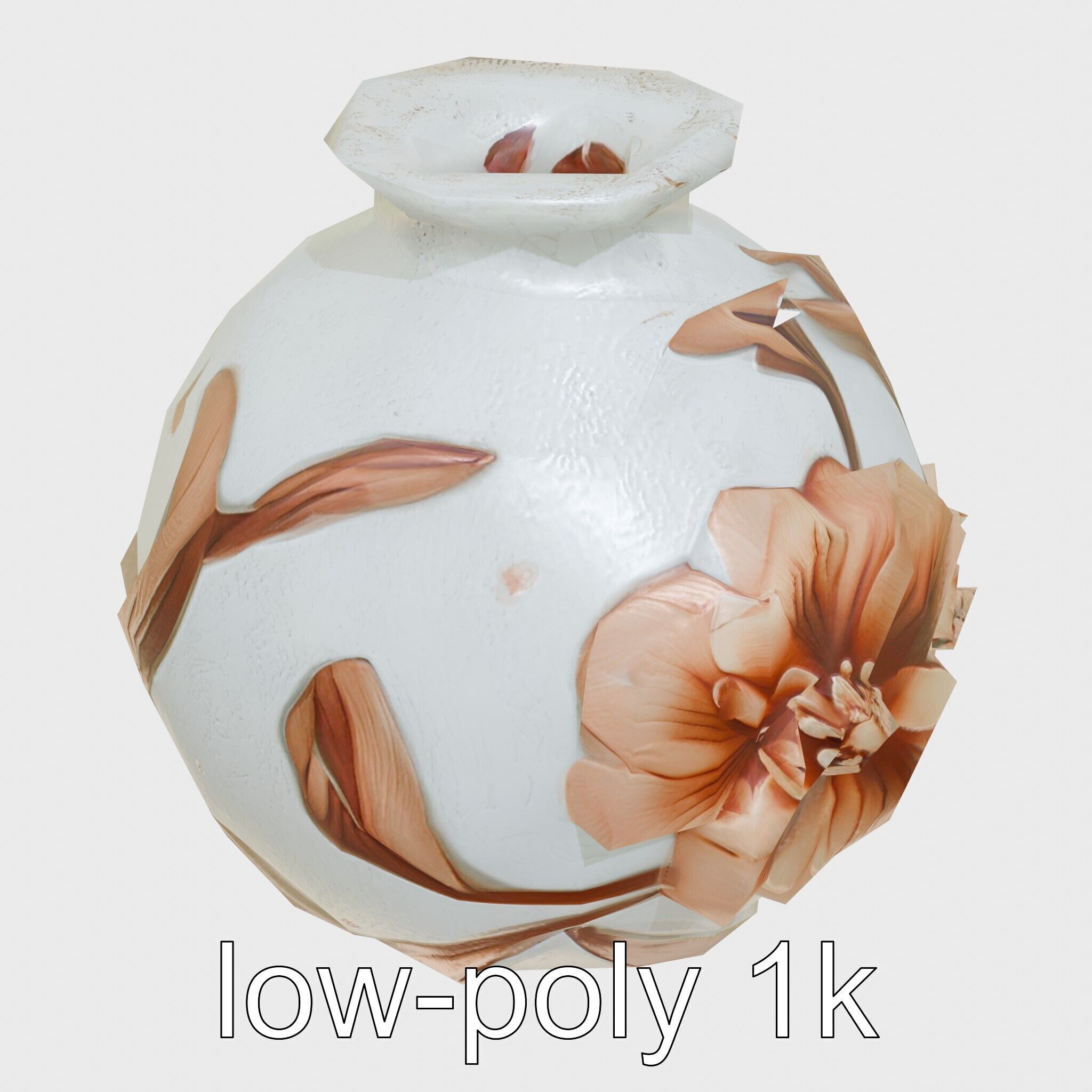 Timeless Floral Vase with Botanical Motifs Low-poly 3D model_17