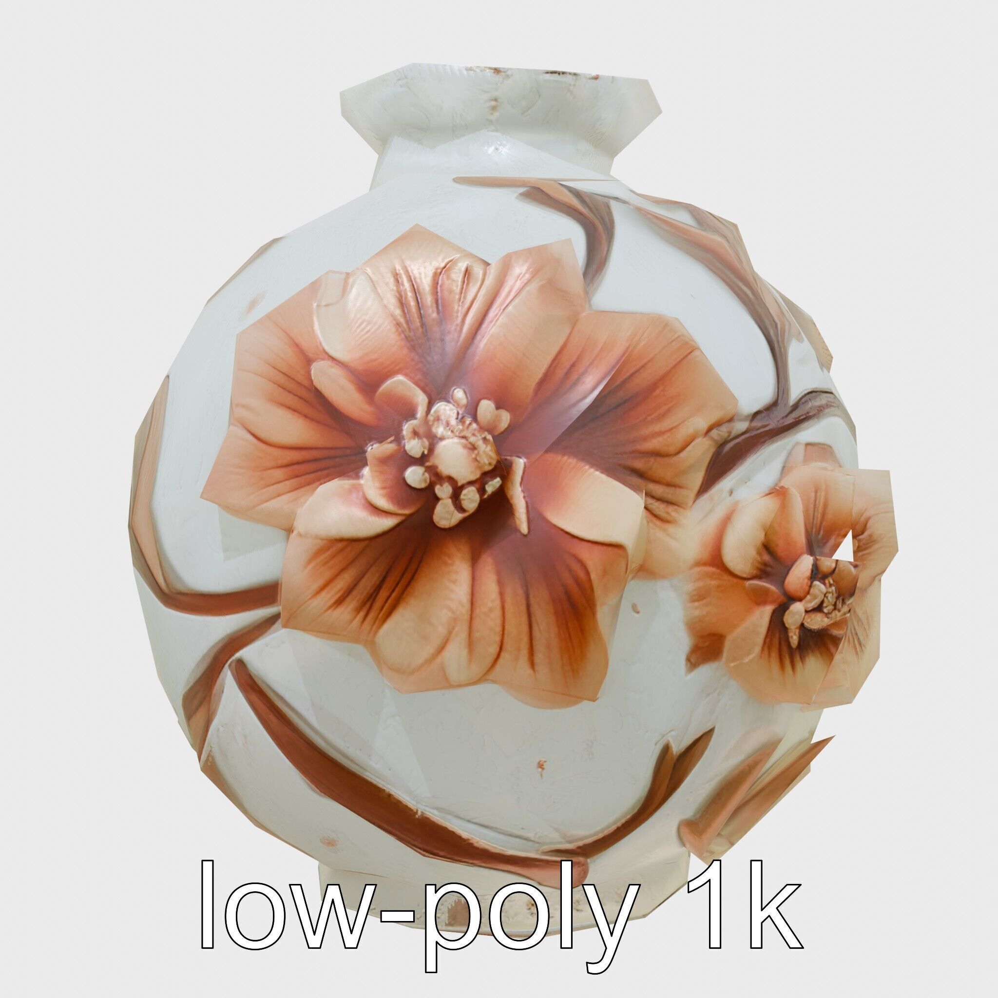 Timeless Floral Vase with Botanical Motifs Low-poly 3D model_7