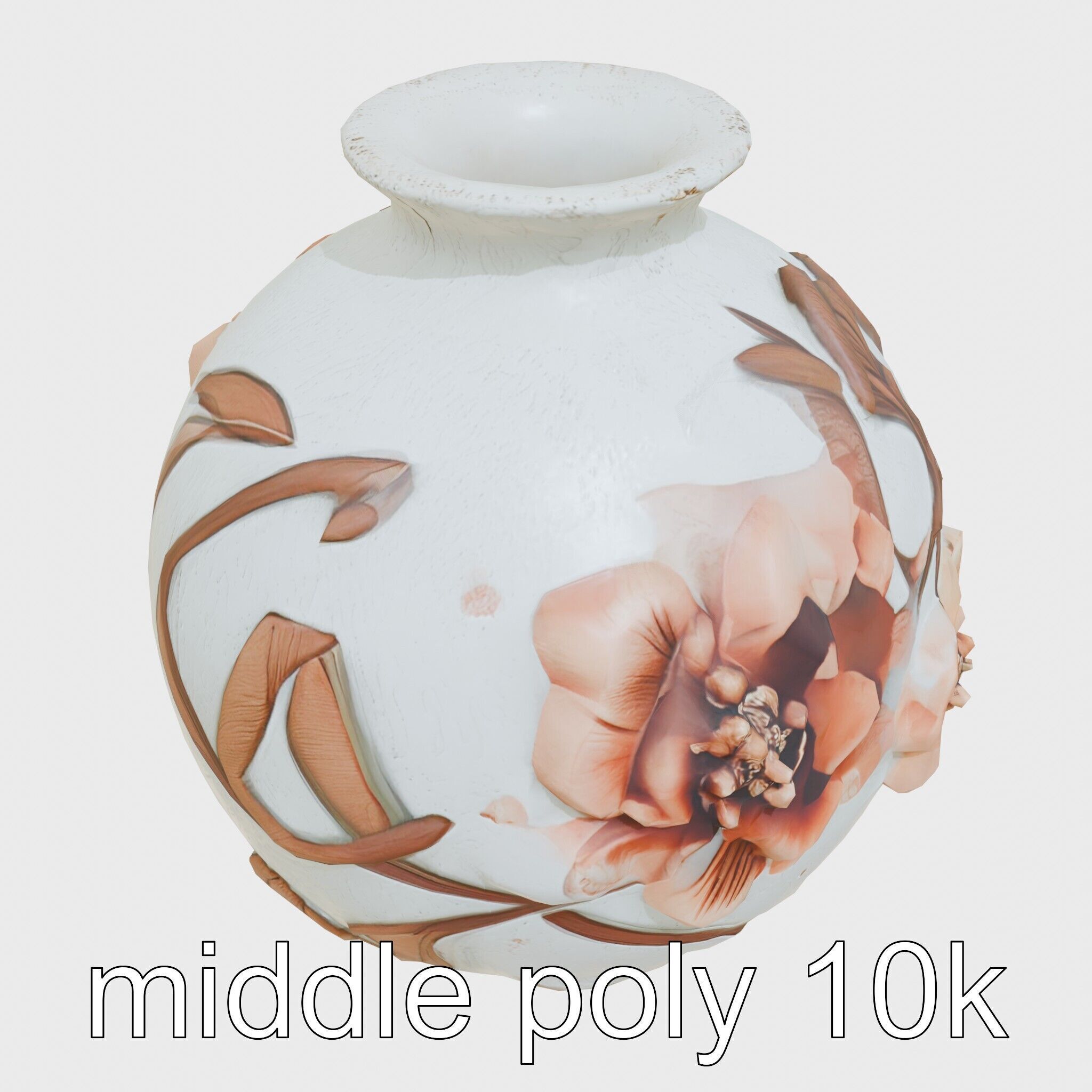 Timeless Floral Vase with Botanical Motifs Low-poly 3D model_12