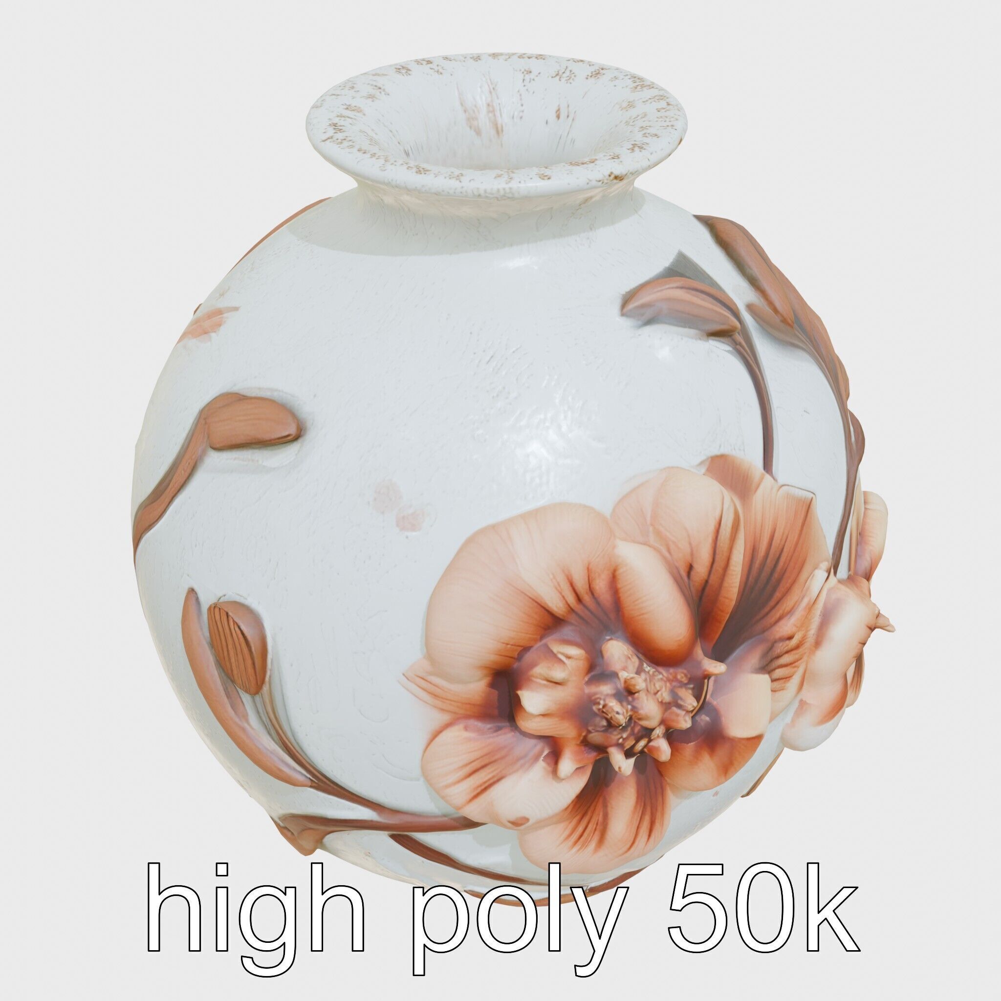 Timeless Floral Vase with Botanical Motifs Low-poly 3D model_11