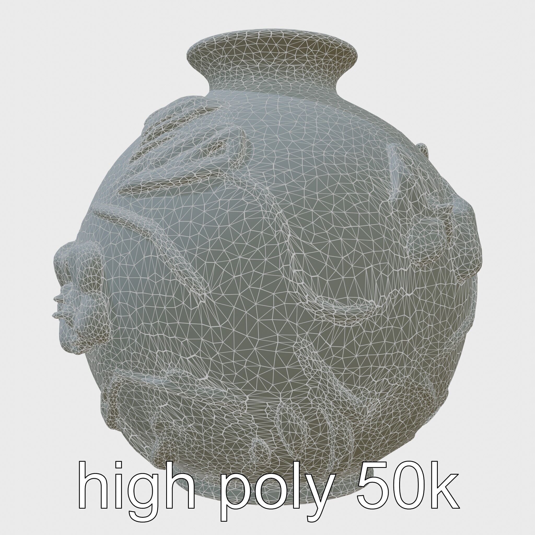 Timeless Floral Vase with Botanical Motifs Low-poly 3D model_8