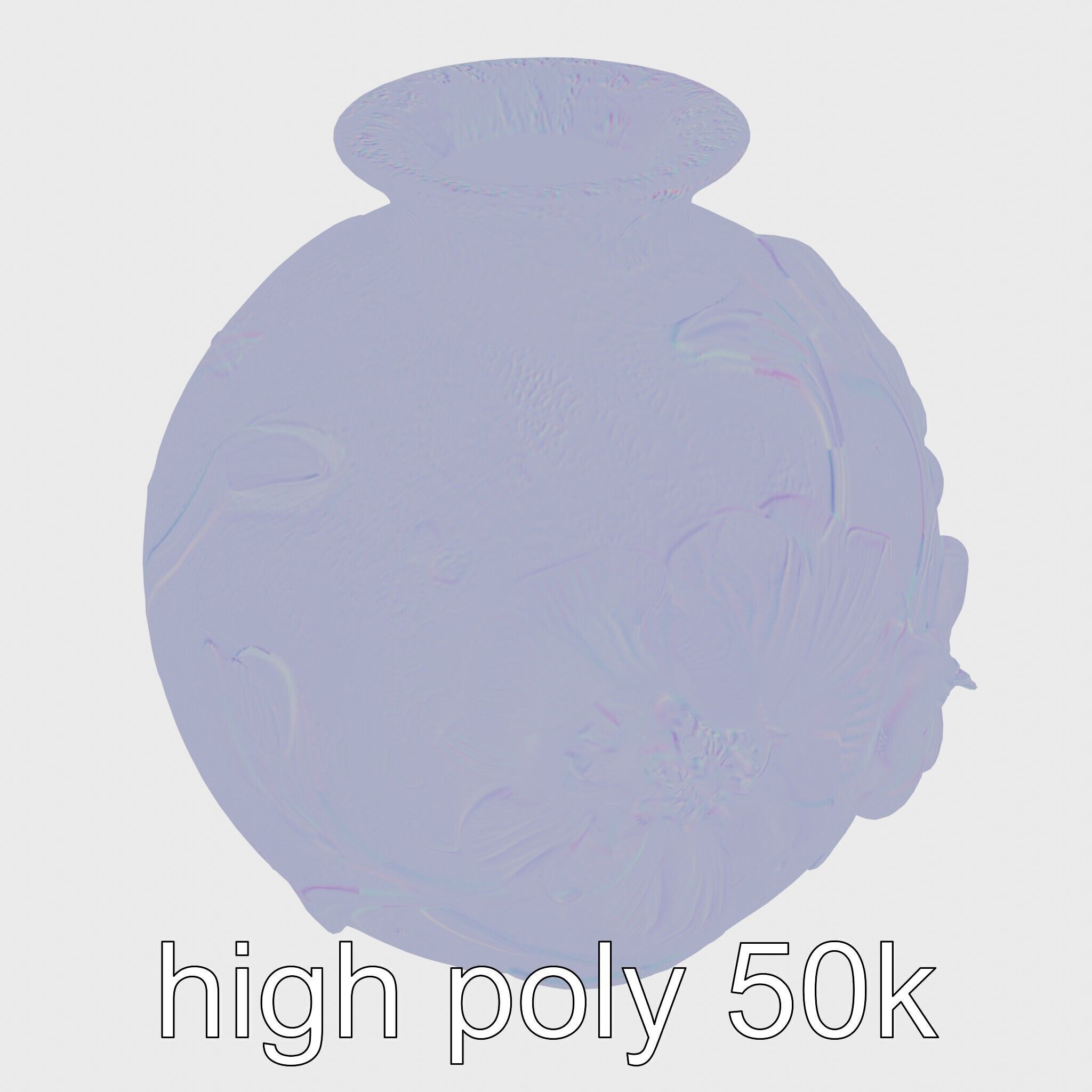 Timeless Floral Vase with Botanical Motifs Low-poly 3D model_16