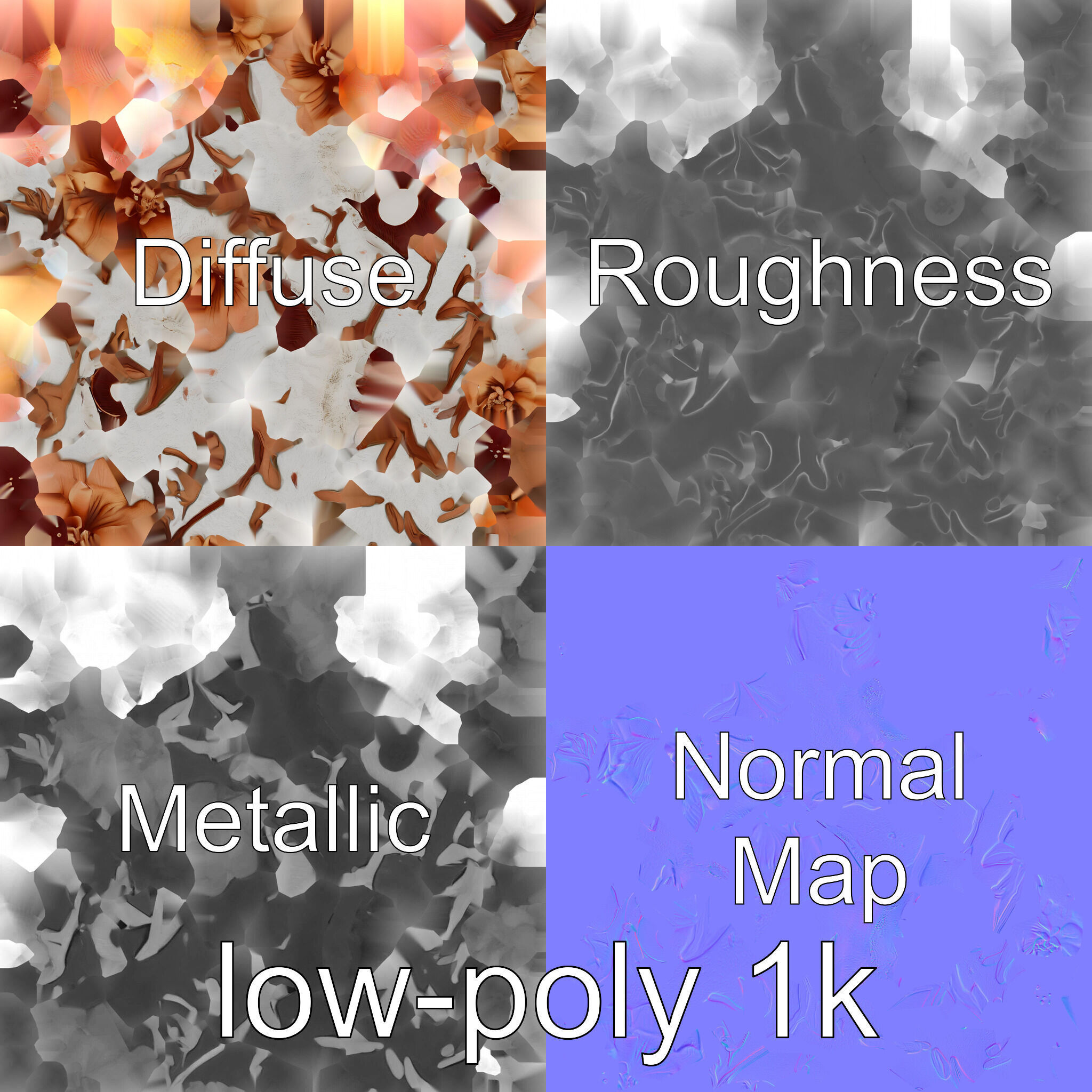 Timeless Floral Vase with Botanical Motifs Low-poly 3D model_4