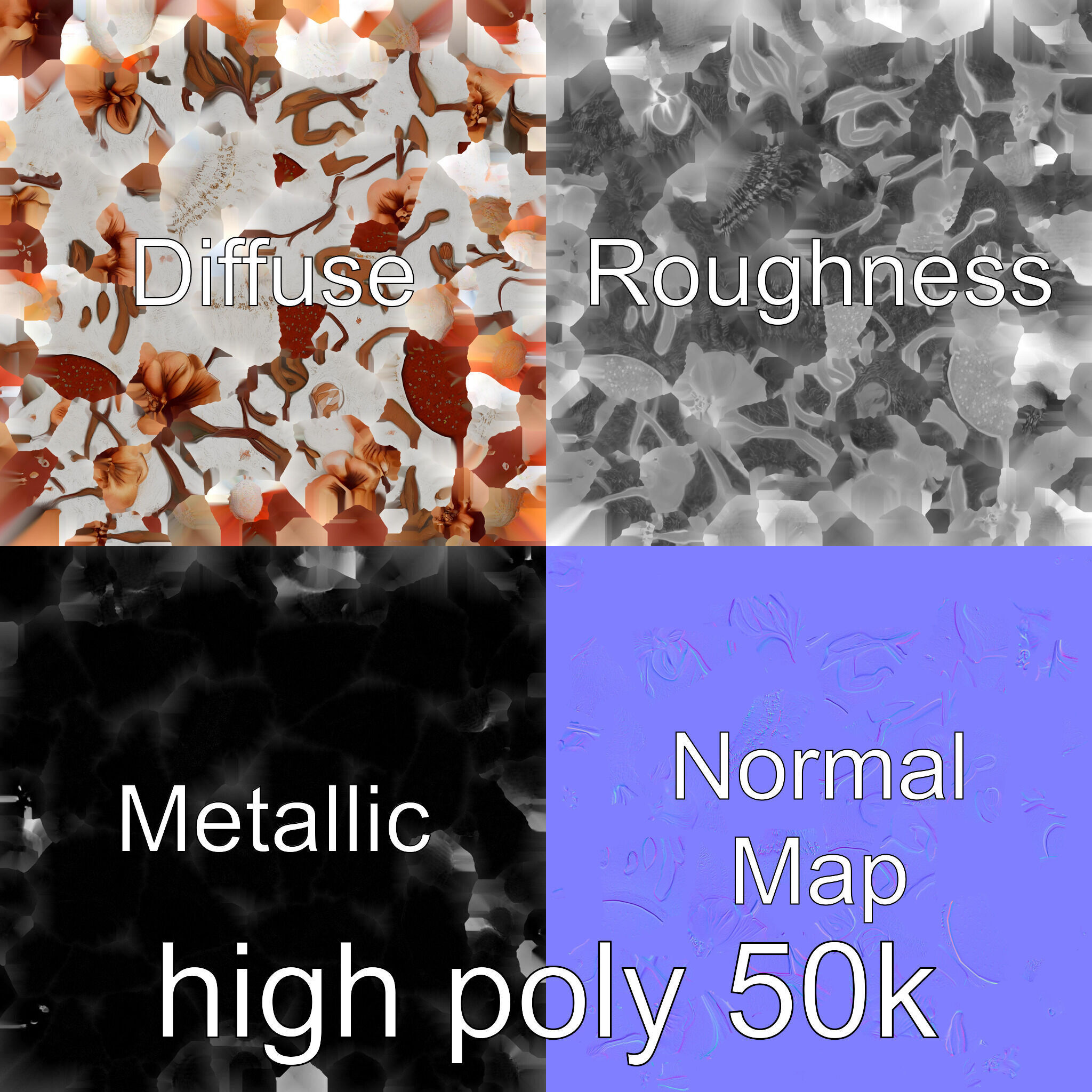 Timeless Floral Vase with Botanical Motifs Low-poly 3D model_32