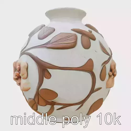 Timeless Floral Vase with Botanical Motifs Low-poly 3D model Timeless Floral Vase with Botanical Motifs Low-poly 3D model
